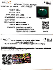 4.61/CT Natural Panna Stone with Govt. Lab Certificate (2331)